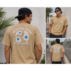 VSTR T-Shirt Mens XL Tan Cotton Graphic Smile On Its All Good Surf Skate Tee